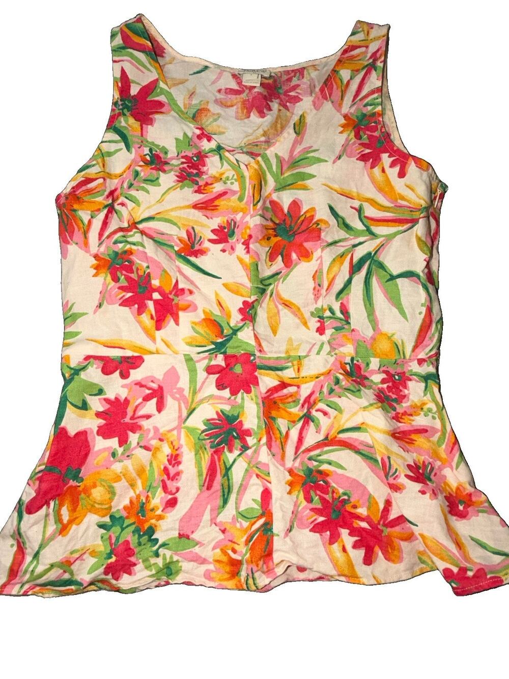 WOMENS JCREW LINEN BLEND FLORAL TANK SIZE 2 (AQ19)
